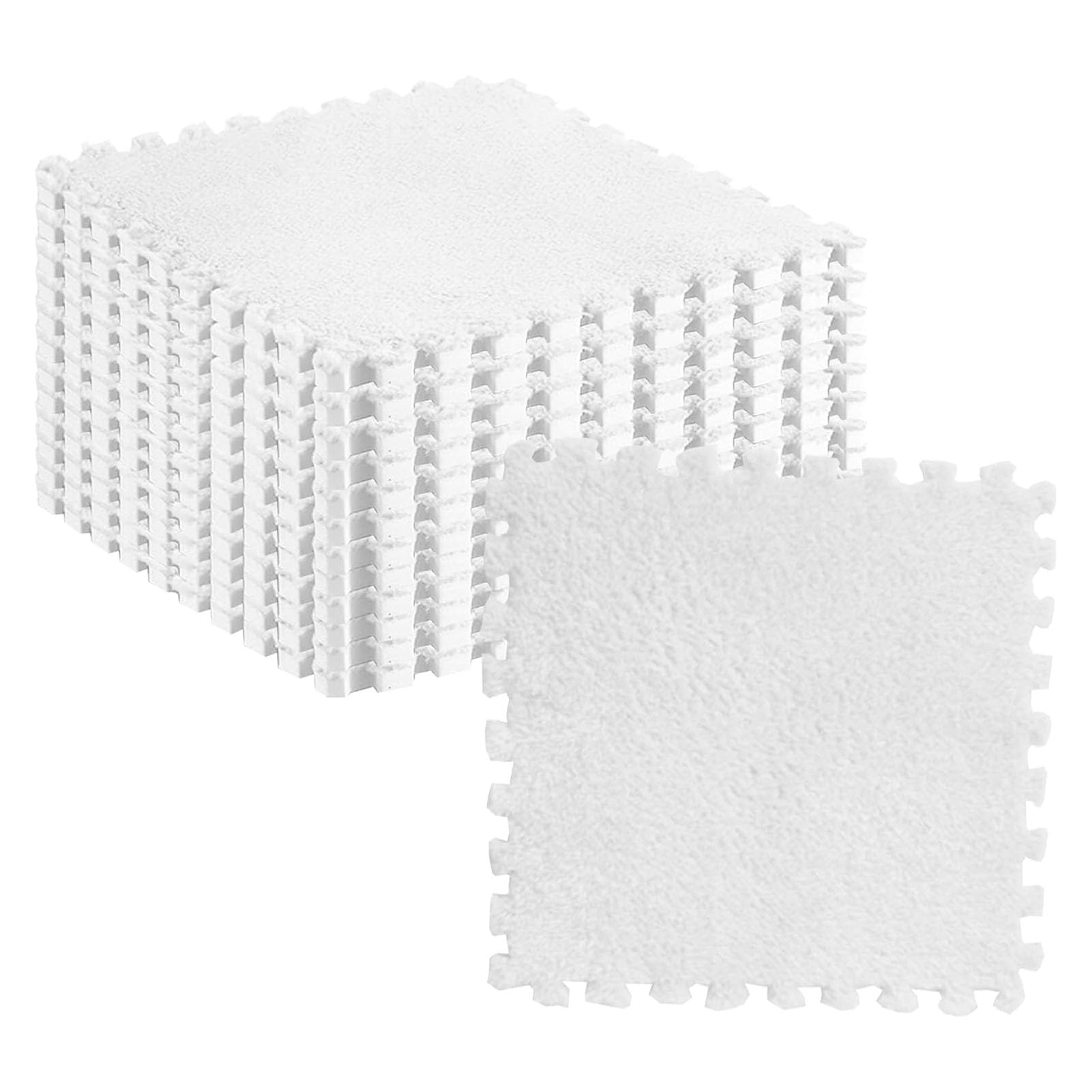 10pcs Plush Foam Puzzle Mat Tiles Soft and Non Slip Interlocking Carpet Tiles fo