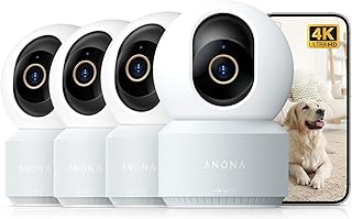 Anona 4K Indoor WiFi Camera, Surveillance Camera, Pets/Dogs, 4 Pieces