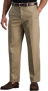 Haggar Men's Classic Fit Premium No Iron Khaki Pant | Premium No Iron Khaki Pant with Hidden Expandable Waistband and Stretch Comfort for All-Day Wear