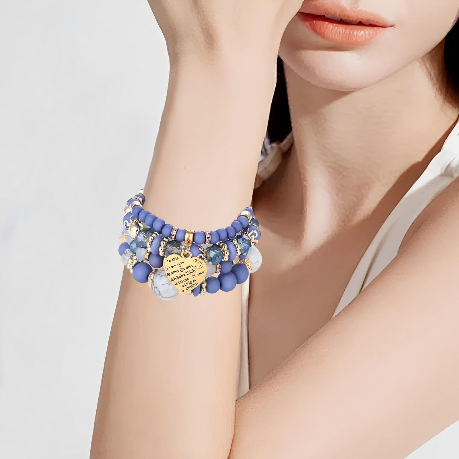 Stretch Bracelets for Women Stackable Beads Boho Summer Beach Jewelry Set Gifts