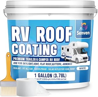 RV Roof Sealant RV Roof Coating RV Roof Sealant White 1 Gallon Waterproof Solar Reflective &amp; Leak Repair for Trailers Campers Motorhomes