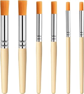 6Pcs Stencil Brushes Set Natural Bristle Paint Brushes Wood Paint Template Brush for Stencil Painting, Acrylic, Oil, Watercolor, DIY Art Crafts, 3 Sizes