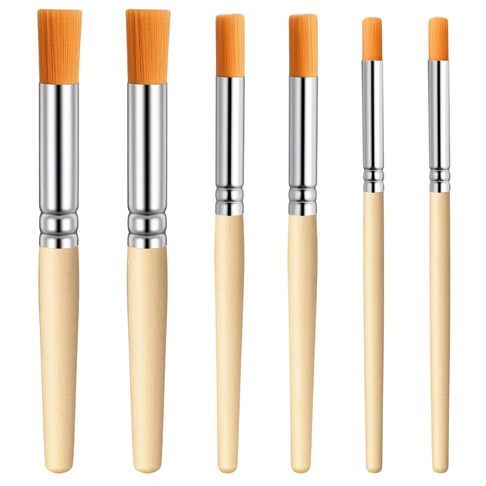 6Pcs Stencil Brushes Set Natural Bristle Paint Brushes Wood Paint Template Brush