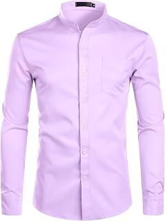 ZEROYAA Men's Mandarin Collar Stretch Dress Shirts