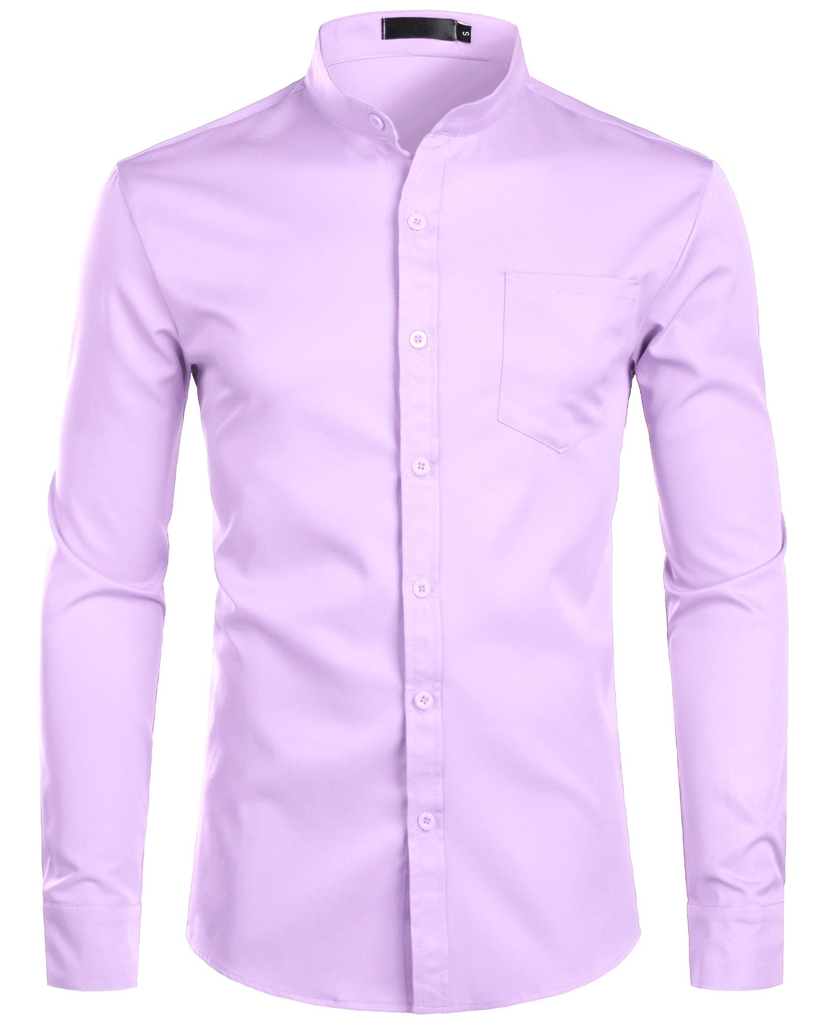 ZEROYAA Men's Mandarin Collar Stretch Dress Shirts