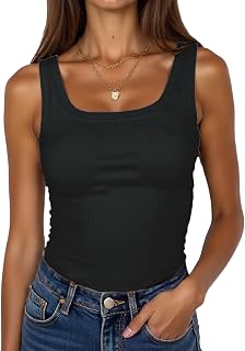 BDITANLE Ärmelloses Damen-Tanktop mit U-Ausschnitt, gerippt, für den Sommer, Basic-T-Shirt
