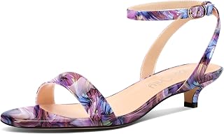 NobleOnly Women Stockings Kitten Heel Open Toe Strappy Ankle Slingback Sandals Dress Casual Buckle Shoes 3CM Heels