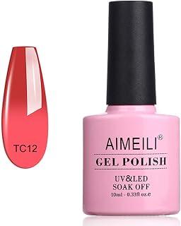 AIMEILI Soak Off U V LED Temperature Color Changing Chameleon Gel Nail Polish - Apple Red to Coral (TC12) 10ml