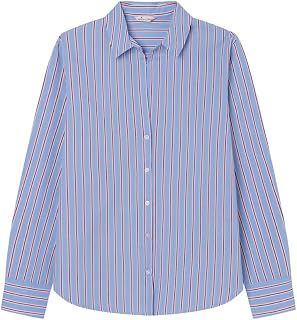 SPRINGFIELD Light Poplin Striped Blouse with Lapel Collar Lightweight Blouse for Women