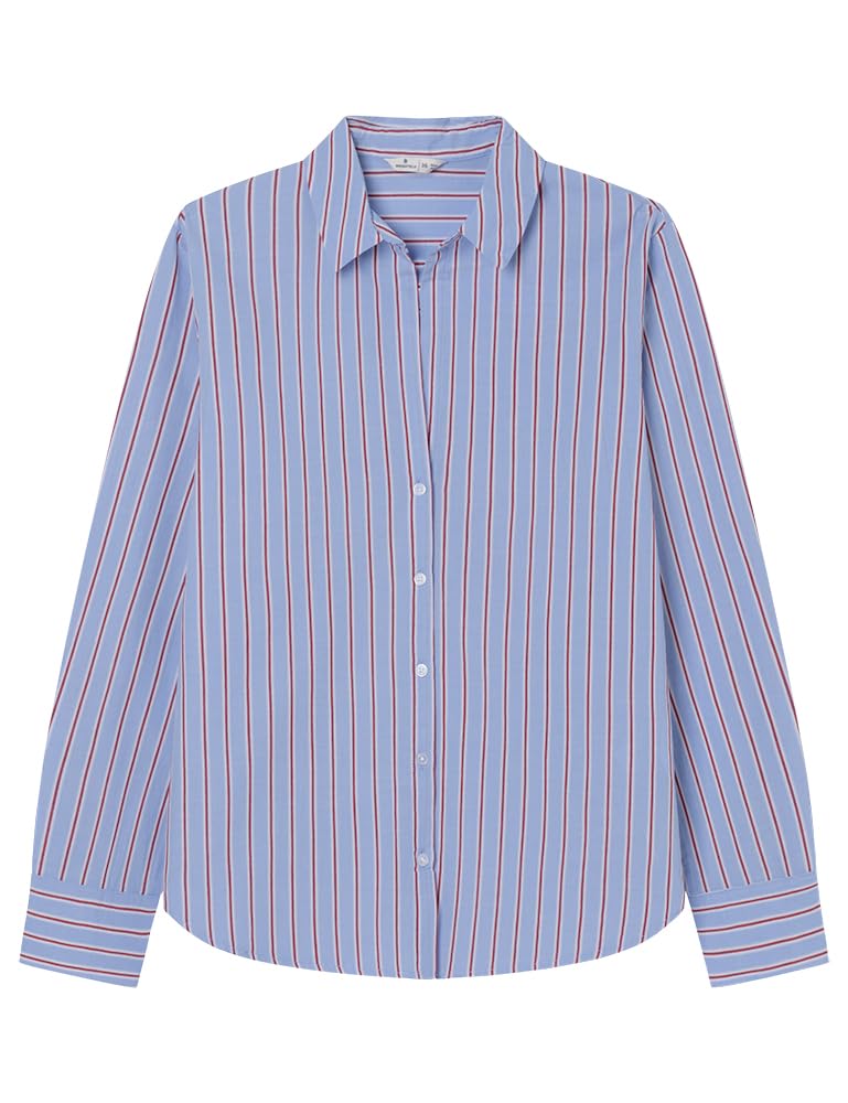 SPRINGFIELD Light Poplin Striped Blouse with Lapel Collar Lightweight Blouse for