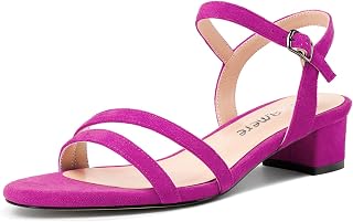 Castamere Women's Low Chunky Block Heel Kitten Heel Open Toe Cap Ankle Strap Slingback Sandals Prom Dress 3 cm Heels