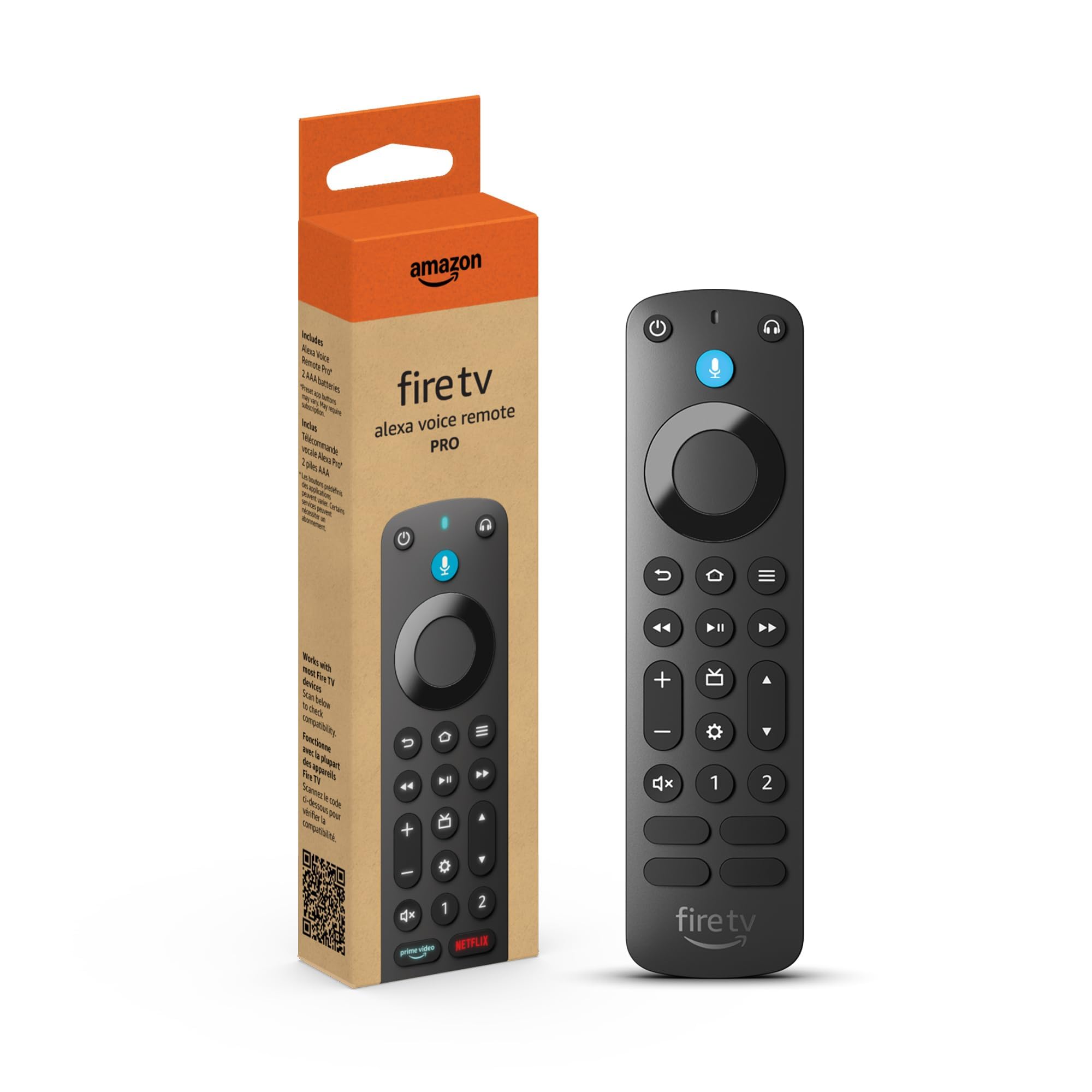 Amazon Made Fire TV Alexa Voice Remote Pro with remote finder, TV controls and b