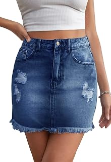JayscreateEU Women's Summer Skirt Denim Skirt Tight Skirt Mini Skirt with Pocket Hip Skirt A-line Skirt