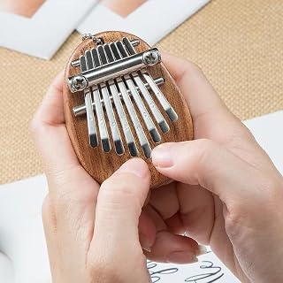 8 Key Mini Marimba Finger Thumb Piano, Finger Thumb Piano with Accessory Pendant Gift, Exquisite Finger Piano Ornaments Christmas Gift for Beginners (Oval-2)