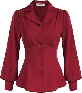 GRACE KARIN 2026 Women's Long Sleeve Dressy Tops Peplum Button Blouses