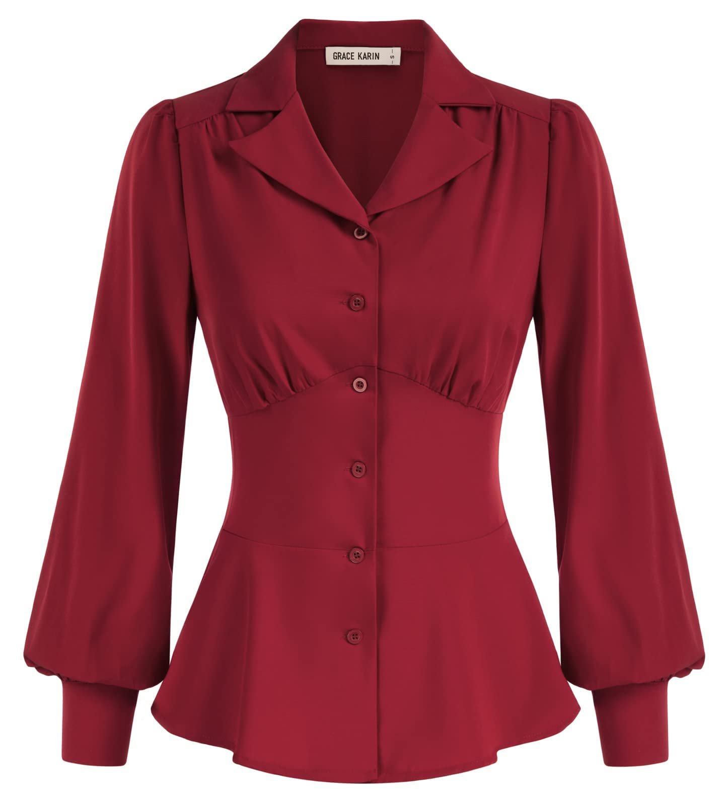 GRACE KARIN 2026 Women's Long Sleeve Dressy Tops Peplum Button Blouses