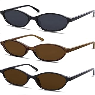 Retro Oval Cat Eye Sunglasses for Women,Small Narrow Trendy Y2K Shades 8057