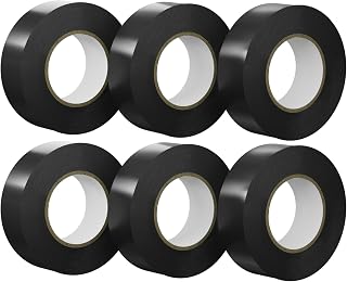 SWRT 6 Pack Black Electrical Tape Waterproof, 0.75 in x 66 FT High Temp Electric Tape Under 600V for All Weather - UV Protection - Flame Retardant