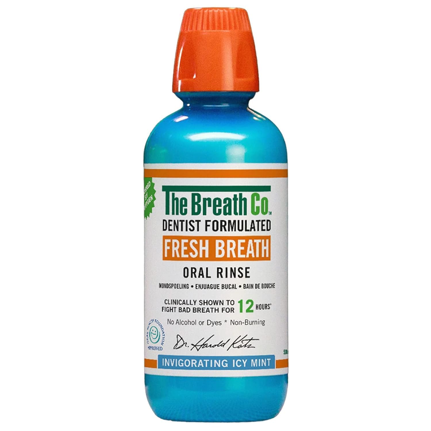 The Breath Co. ICY Mint Mouthwash, 12 Hours Fresh Breath, 500ml | Dentist formul