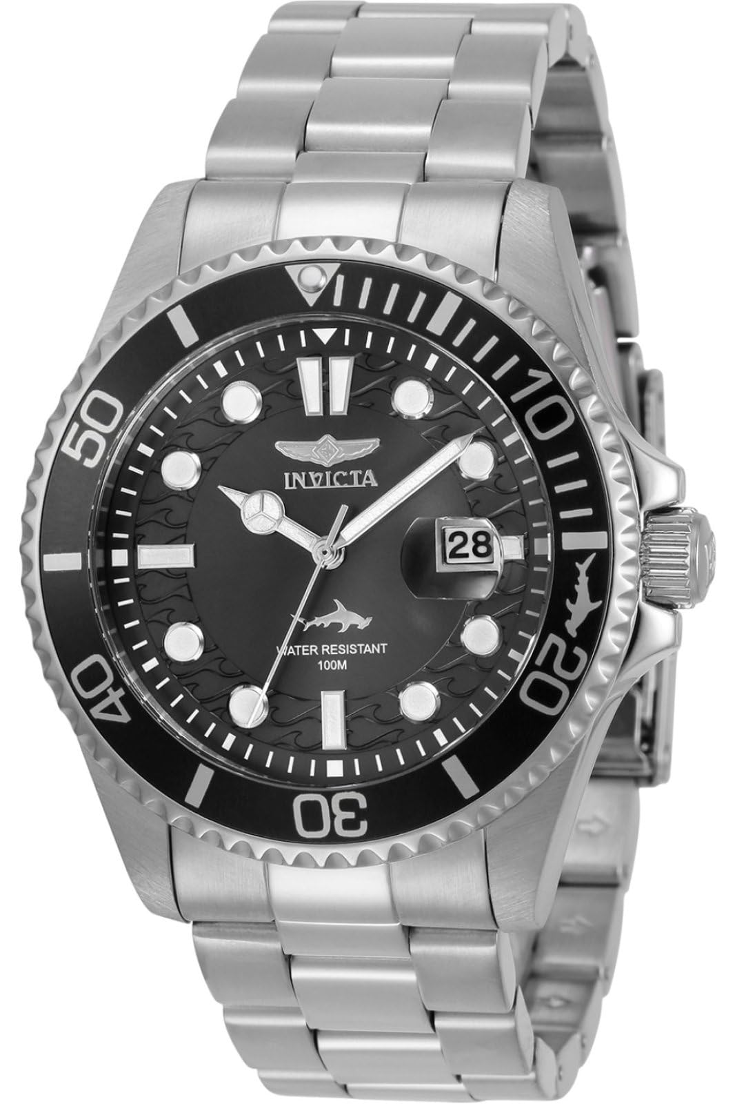 INVICTA Men's Pro Diver Quartz Watch with Stainless Steel Strap, Silver, 22 (Mod
