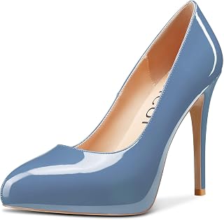 Aachcol Women's Stiletto Pumps Closed Round Toe High Heel Slip-on Office Wedding Party Dress Shoes Classic 12CM