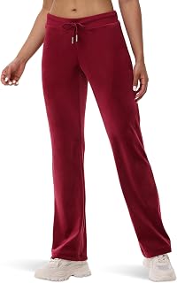 Juicy Couture Womens Rib Waist Velour Pants with Drawcord