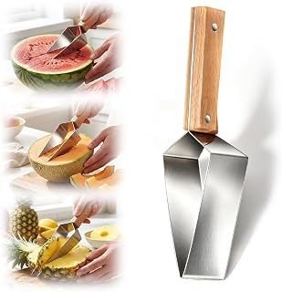 Stainless Steel Watermelon Slicer, Melon Slicer Fruit Cutter for Kitchen Gadgets Watermelon, Cantaloupe, Apples, Honeydew, Picnic (1, Stainless Steel, 9.25inX1.96in)
