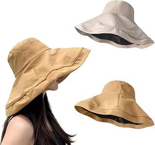 2 Pack Women Wide Rim Bucket Hat Sun Protection and Breathable Adjustable Folding Size Suitable for Outdoor Activities and Cycling Size 56-58cm Multicolor