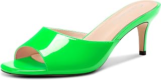 Castamere Women's Round Open Toe Kittens Heel Slippers Fashion Shoes Sandals Party Dance Dress Slip-on Sandals 6.5 cm Heels
