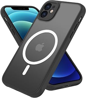 PinLiSheng Magnetic Case for iPhone 12 [Mil-Grade Drop Protection] [Compatible with Magsafe] Shockproof Slim Translucent Matte Protective Case, White