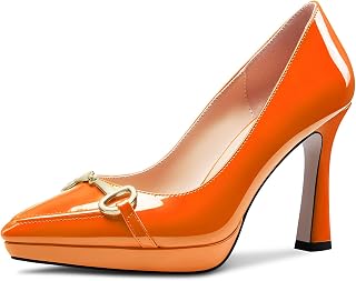 Castamere Women's High Platform Heel Pointed Toe Slip-on Metallic Chain Pumps for Wedding Office Casual 10 CM Heels