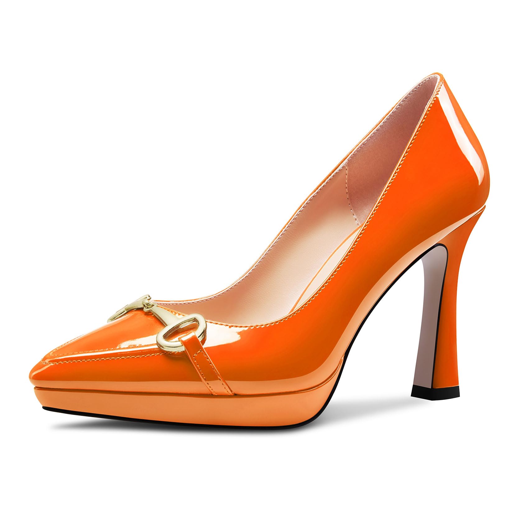 Castamere Women's High Platform Heel Pointed Toe Slip-on Metallic Chain Pumps fo