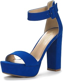 DREAM PAIRS Women's Dress Sandal with High Heel Wide Heel Classic Round Toe Platform Pumps with Buckles and Straps Summer Elegant HI-LO-E
