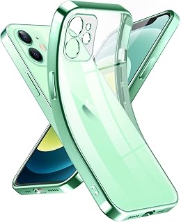 Supdeal Crystal Clear Case for iPhone 12, [Not Yellowing] [Camera Protection] [Military Grade Drop Tested] Transparent Shockproof Protective Soft Silicone Slim Cover, 6.1 inch, Light Green