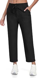 MoFiz Women's Linen Trousers Cotton Linen Trousers Lightweight Casual Elegant Trousers with Pockets