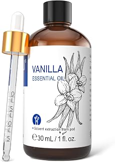 HIQILI Vanilla Essential Oil for Diffuser, Skin Care, Candle Soap Making | Strong Fragrance for DIY Perfume, Blends with Lotion and Lip Balm for Dry Skin Comfort - 30 mL / 1 fl oz