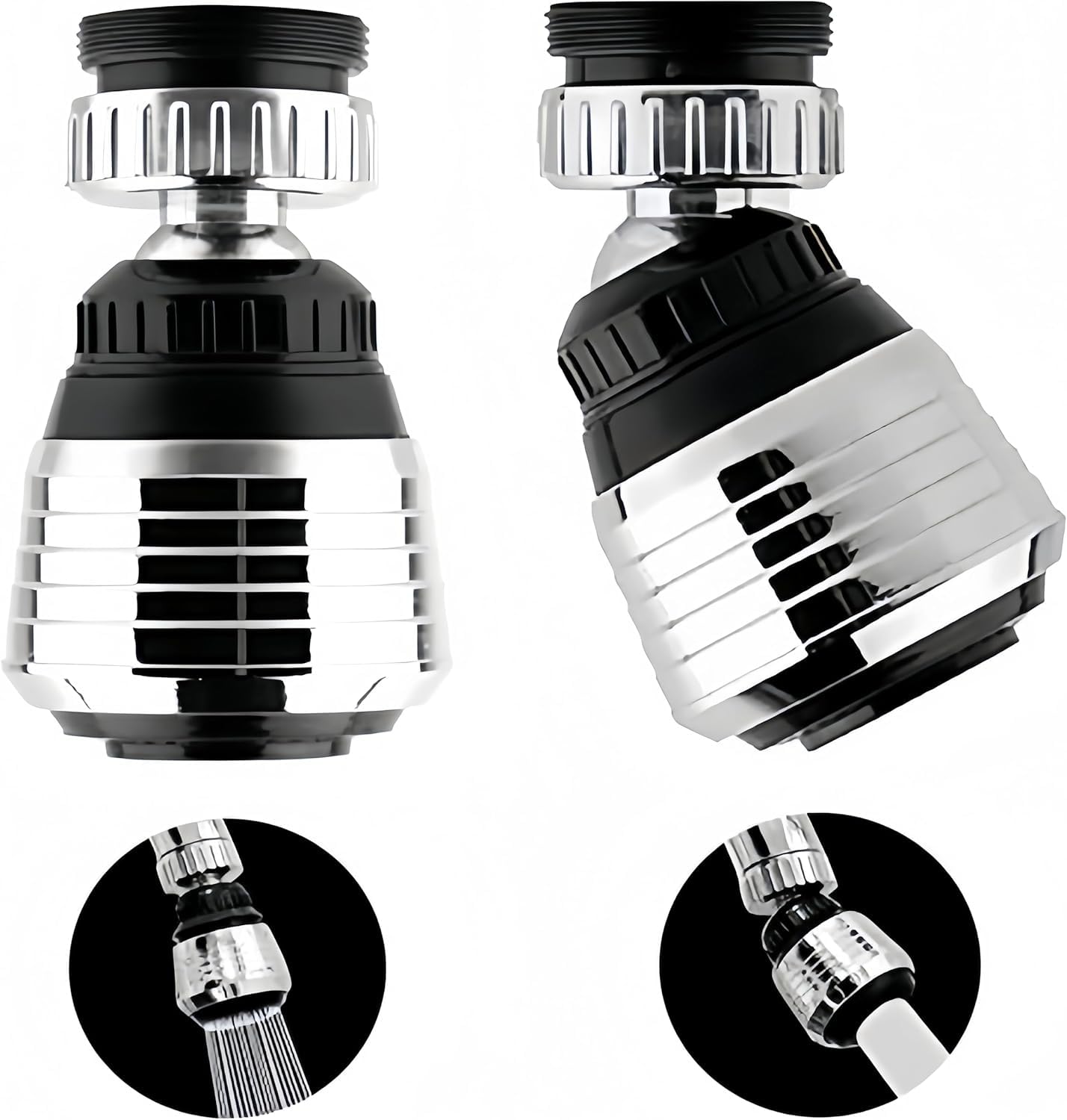 2PCS 360 Degree Swivel Faucet Aerator Deluxe Water Saving Faucet Sprayer Water S