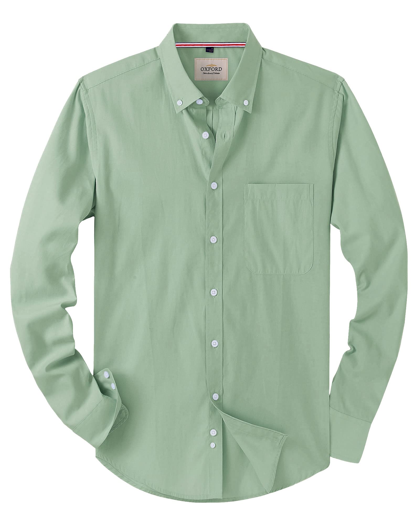 Alimens & Gentle Mens Solid Oxford Shirt Long Sleeve Dress Shirt Work Casual But