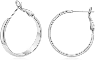 Gacimy 14K Gold Plated Hoop Earrings for Women, 5mm Wide Hoops