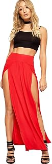 OgLuxe Womens Double Split Maxi Long Skirt Ladies Plain Basic Two Side Slit 4-22