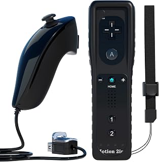 Motion Plus Remote Controller Compatible with Wii, TechKen Built-in 2 in 1 Remote Motion Nunchuck Controller with Silicon Case Compatible Nintendo Wii and Wii U