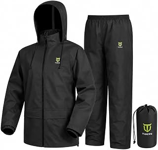 TIDEWE Rain Suit for Men, Waterproof Lightweight 2-Piece Rain Gear | Sealed seams, Adjustable hood cuffs and waist, High-density fabric, Fishing, Outdoor work, Hunting, Hiking, Storage bag
