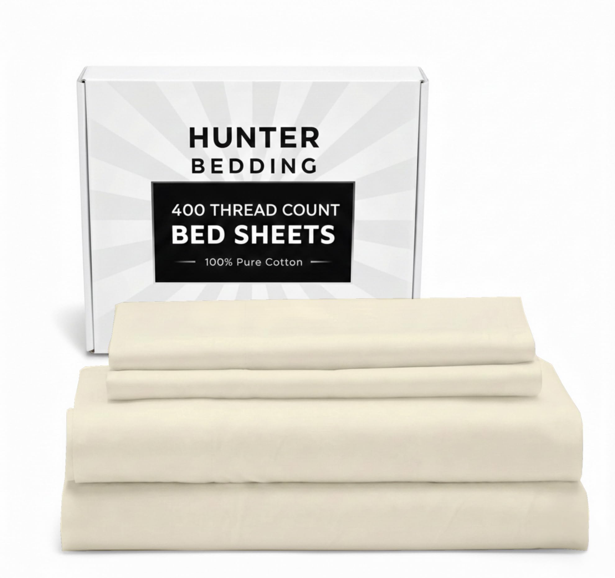400 TC Pure Cotton Bed Sheets Set Emperor Size – Luxury Hotel Quality, Extra Sof