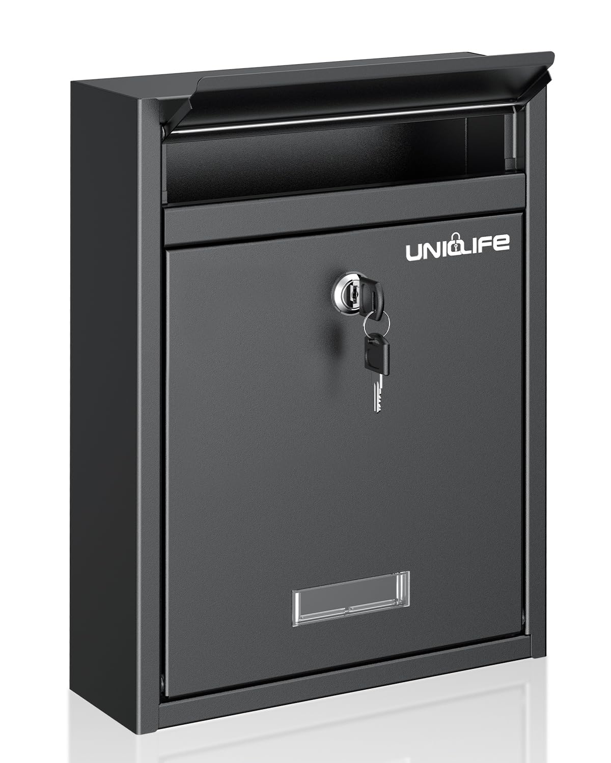 Uniclife Wall Mount Mailbox for Outside, Locking Mail Box, Black | Large Mailbox