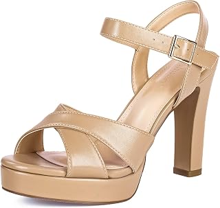 Women Platform Sandals Strappy Chunky Heels Open Toe Block Heel Sandals Ankle Strap Summer Dress Shoes