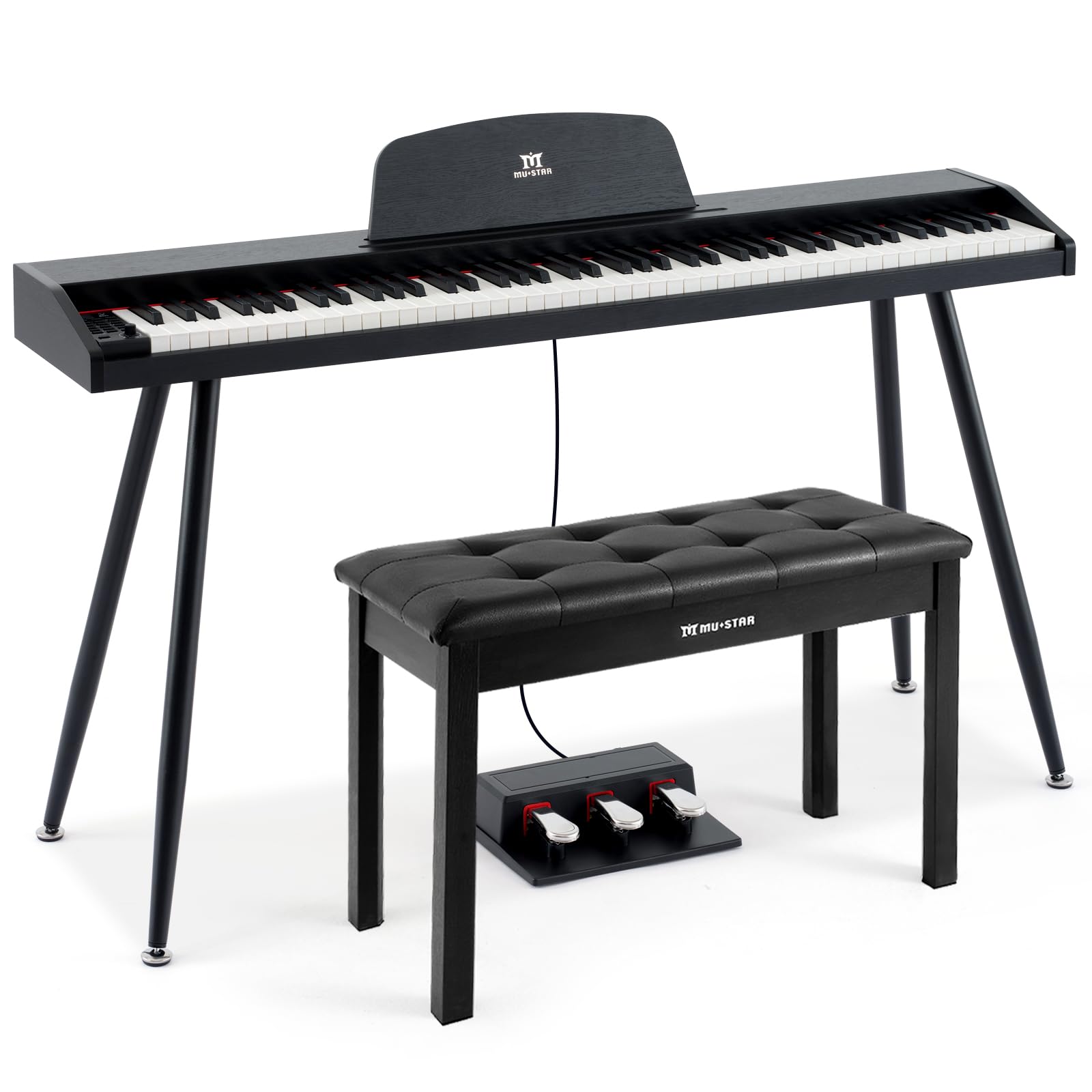 MUSTAR 88 Key Piano Keyboard with Bench, Home Digital Piano for Beginners | 88 S
