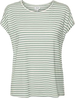 Vero Moda Vmava Plain SS Top Stripe Ga Jrs Noos Women's T-Shirt (Pack of 1)