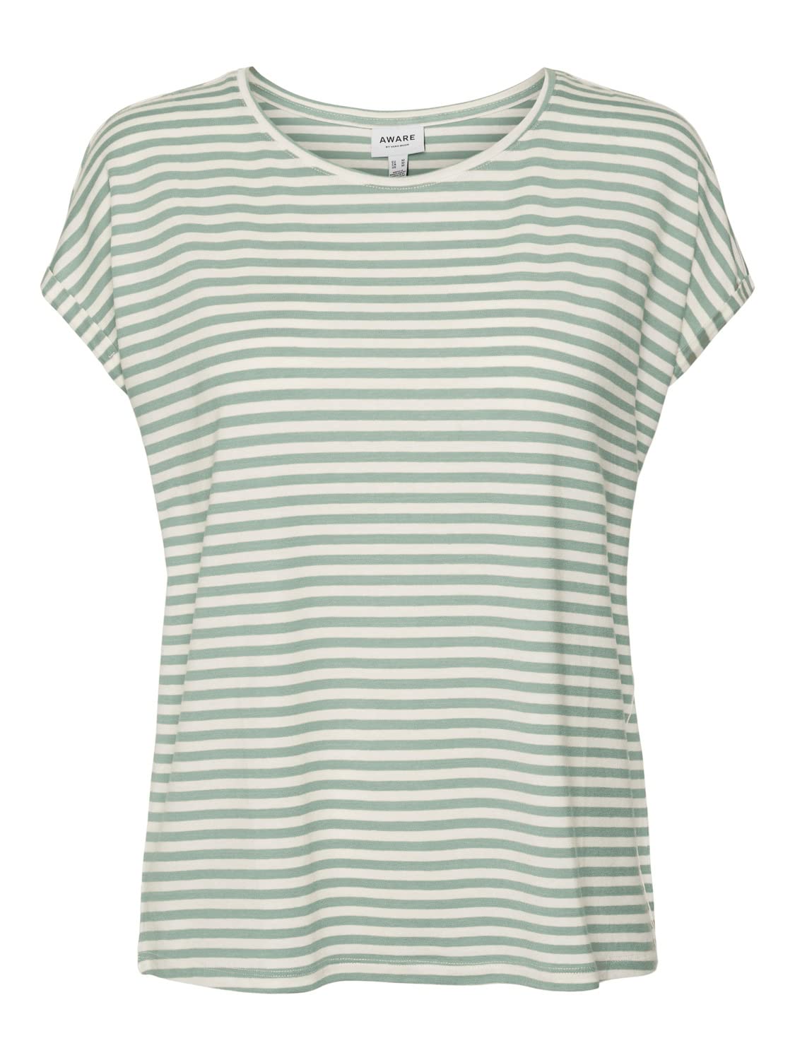 Vero Moda Vmava Plain SS Top Stripe Ga Jrs Noos Women's T-Shirt (Pack of 1)