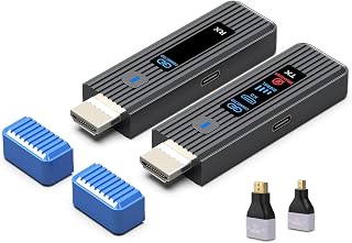 Wireless HDMI Transmitter & Receiver 328FT/100M, LED Screen Display, 1080P | Dual-Band 2.4G+5.8G Plug & Play HDMI Extender Kit, 4K Decode for PC/Projector/TV Box/Monitor