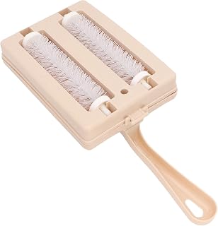Carpet Debris Brush, Double Roller Handheld Manual Sweeper with Handle Portable Multifunctional Carpet Hair Remover Tool for Bed Clothes Desktop